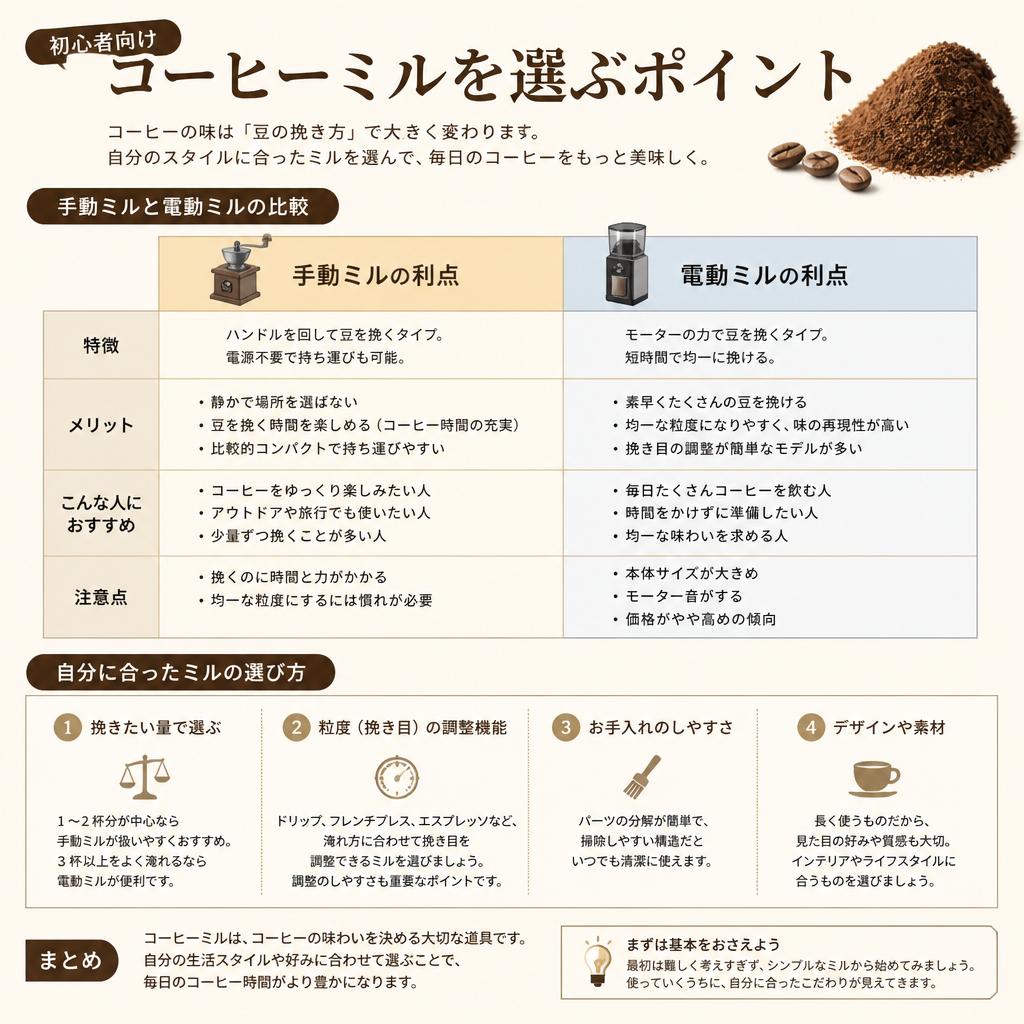 初めての方でも安心！コーヒーミルの選び方